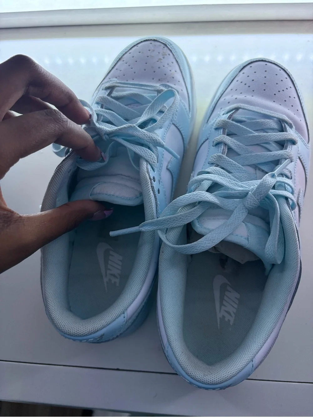 Nike Women's Low-Top Sneakers in Light Blue and White